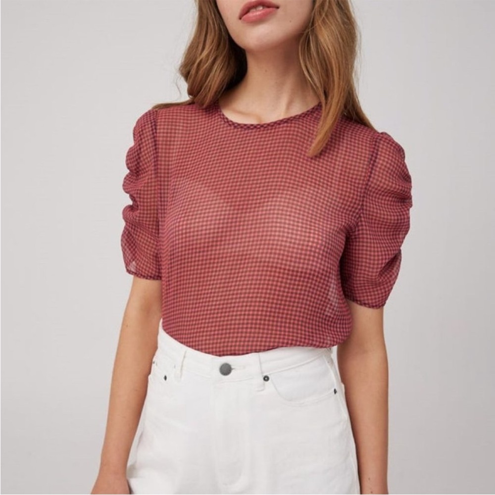 The Fifth Label Ruched Pink Black Blouse